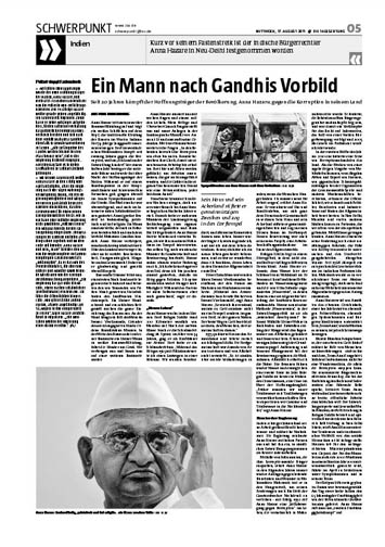 Anna Hazare - ein Mann nach Gandhis Vorbild